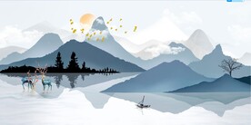 轻奢装饰画 水墨山水画