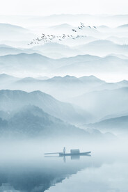 新中式玄关山水画