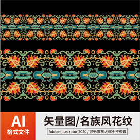 复古传统名族风花纹