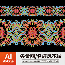 复古传统名族风花纹