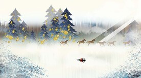 北欧风高山骏马图