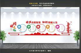 阅览室图书馆文化墙