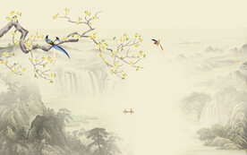新中式花鸟画背景墙
