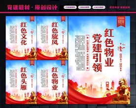 红色物业展板