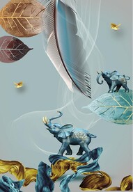 石来运转轻奢大象抽象线条装饰画