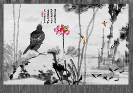 水墨荷花背景墙