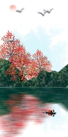 中式玄关山水画