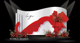 白红色纸艺婚礼效果图