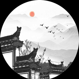 不分层圆形装饰画打印图