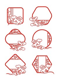 传统古典窗花祥云环纹