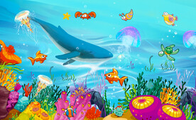 卡通鲸鱼海底背景