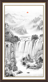 竖幅水墨画