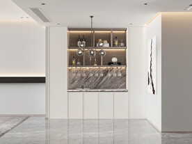 现代轻奢餐厅空场景