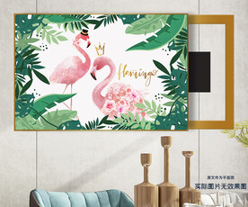 时尚简约北欧火烈鸟电表箱装饰画