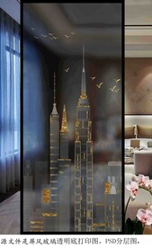 高清分层透明底屏风玻璃打印图