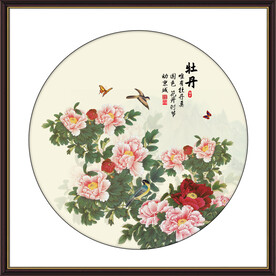 圆形牡丹图