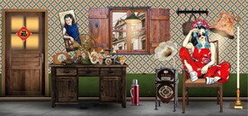 民国风老上海风情背景墙壁画