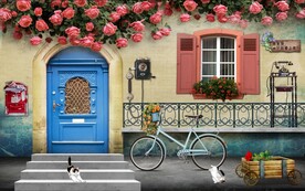 地中海田园风欧式建筑背景墙