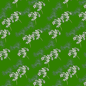 绿底白花