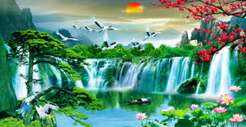 旭日东升山水画