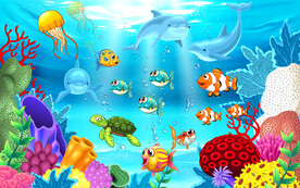 卡通海底世界背景墙