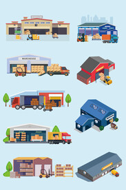 AI矢量厂房建筑