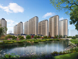 住宅小区沿河群体透视效果图