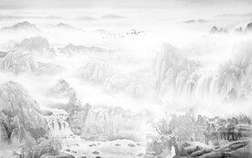 禅意山水水墨画