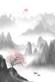 抽象水墨山水挂画壁画