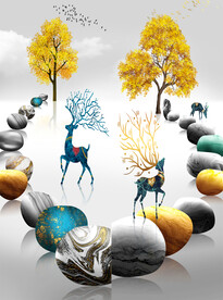 高清分层透明底推拉门打印图