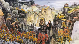 国画山峰山水画
