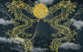 双龙戏珠中式背景墙