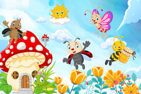 蘑菇房卡通儿童房背景