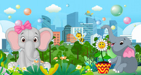 卡通大象游乐园背景墙