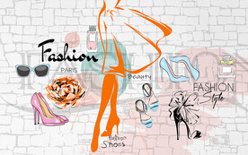 砖墙时尚鞋子工装背景墙