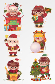 圣诞IP可爱手绘人物形象矢量元