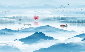 中式水墨意境山水画