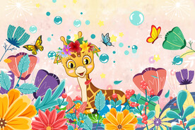 卡通儿童房鹿背景墙