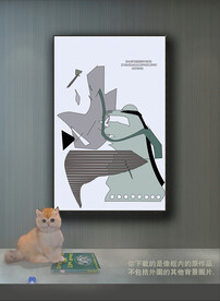  现代抽象线条色块装饰画