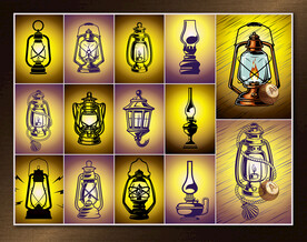 矢量复古油灯系列