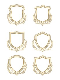 矢量金色徽章盾牌麦穗橄榄枝图标