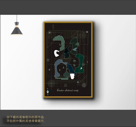 现代抽象线条色块装饰画