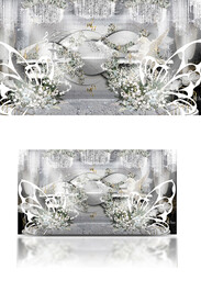 灰白色婚礼效果图温馨浪漫简约轻