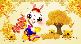 卡通兔样子财神