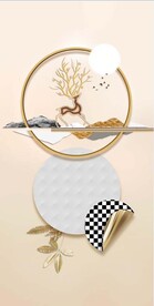 轻奢装饰画 麋鹿 月亮叶子