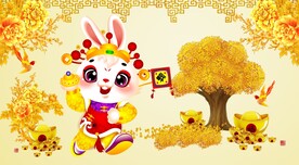 兔子模板卡通兔财神