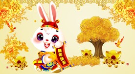 卡通兔财神