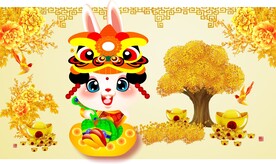 卡通兔财神