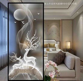 高清分层透明底屏风打印图