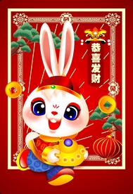 卡通兔财神 